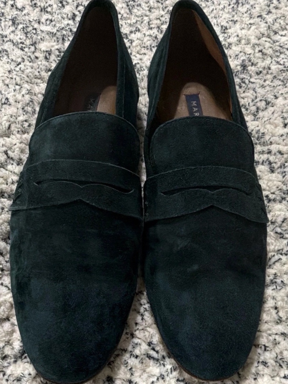 Margaux Dark Green Suede Penny Loafers